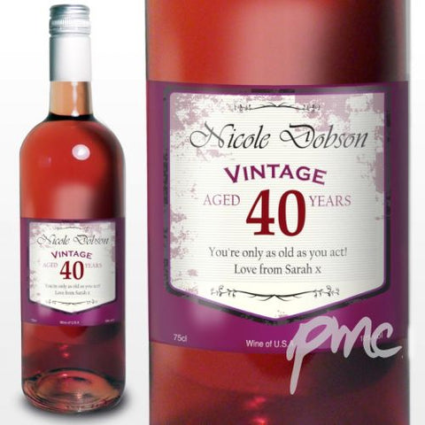 Personalised Rose Wine Vintage Age Label