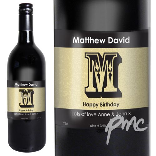 Personalised Red Wine Letter Label
