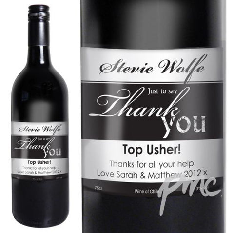 Personalised Red Wine Thank You Label with Gift Box
