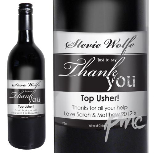 Personalised Red Wine Thank You Label