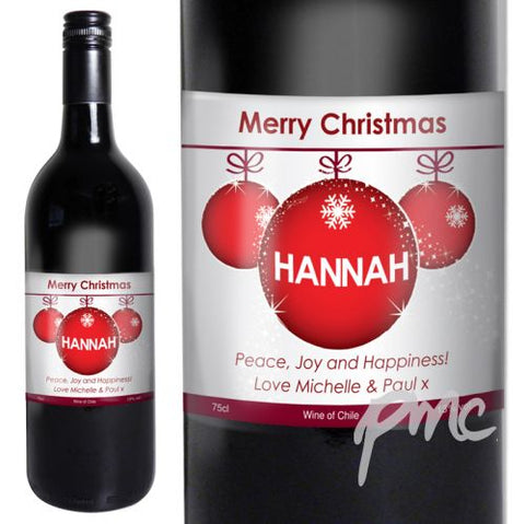 Personalised Red Wine Bauble Label with Gift Box