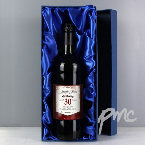 Personalised Red Wine Vintage Age Label with Gift Box