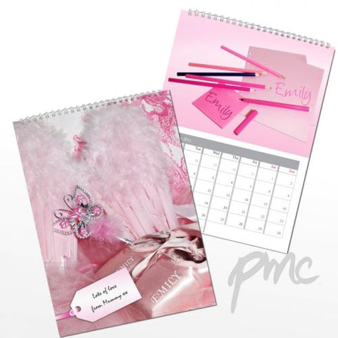 Personalised Little Princess Pink A4 Wall Calendar