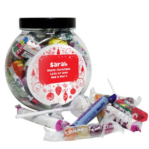 Personalised Christmas Round Sweetie Jar