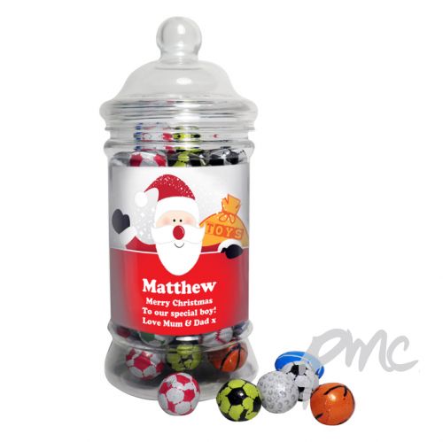Personalised Santa Traditional Milk Chocolate Balls Jar