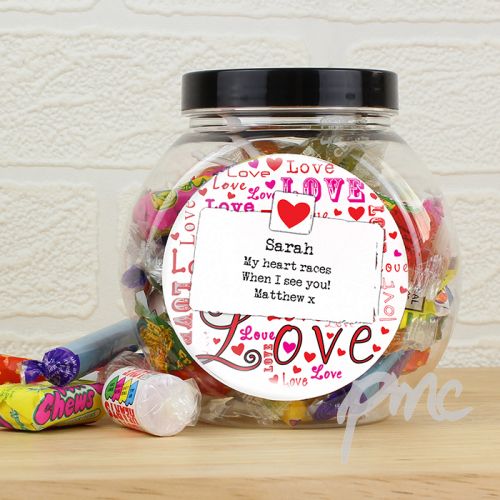 Personalised Lots of Loves Valentines Sweet Jar