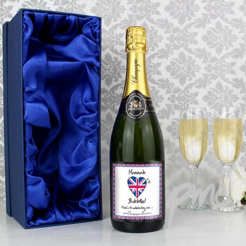 Personalised Union Jack Champagne with Gift Box