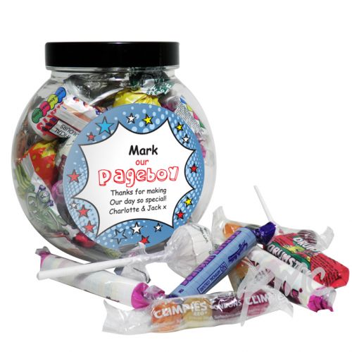 Personalised Comic Pageboy Sweet Jar