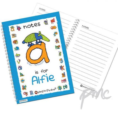 Personalised Bang On The Door Animal Alphabet Boys A5 Notebook