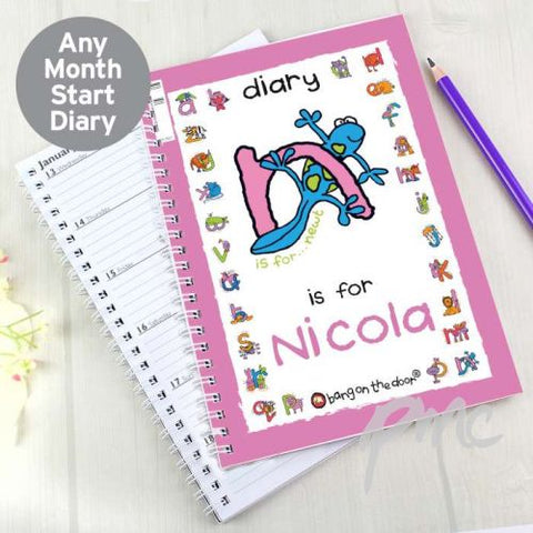 Personalised Bang On The Door Animal Alphabet Girls A5 Diary