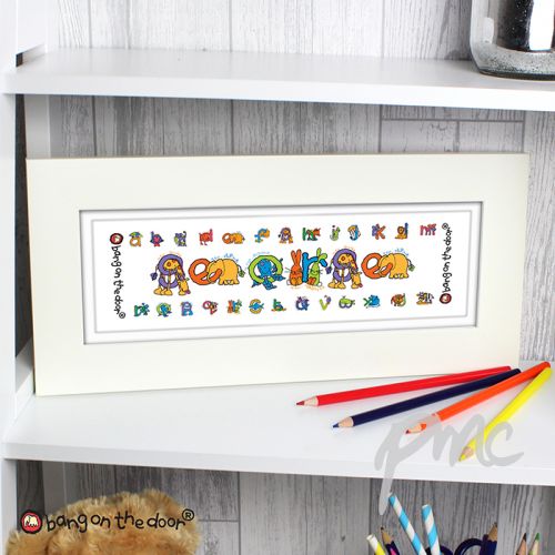 Personalised Bang On The Door Animal Alphabet Boys Name Frame