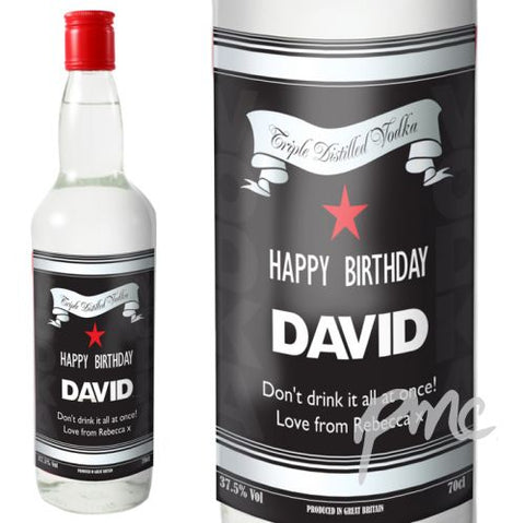 Personalised Classic Black & Silver Vodka with Gift Box