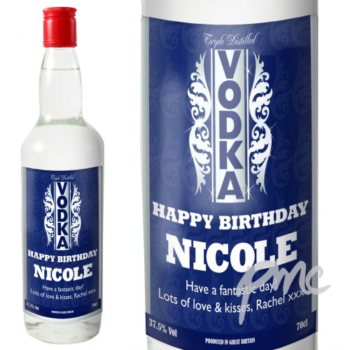 Personalised Blue & Silver Stripe Vodka