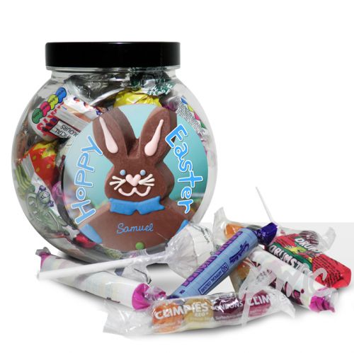 Personalised Blue Bunny Sweet Jar