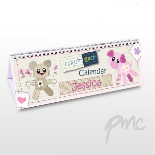Personalised Cotton Zoo Girls Desk Calendar