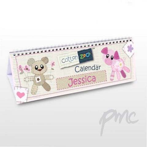 Personalised Cotton Zoo Girls Desk Calendar