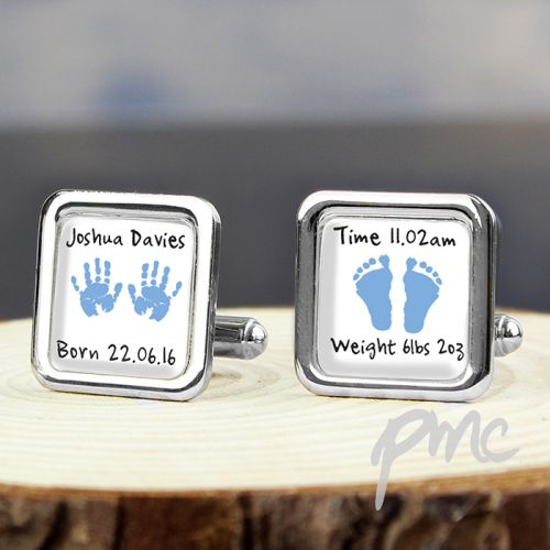 Personalised Blue Hand and Foot Print Cufflinks