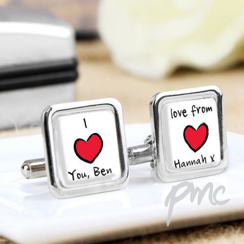Personalised Red Heart Cufflinks