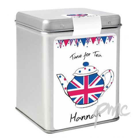 Personalised Union Jack Teapot Tea & Tin