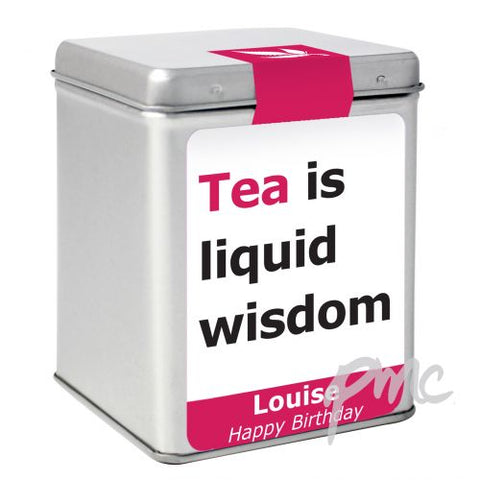 Personalised Liquid Wisdom Slogan Tea & Tin