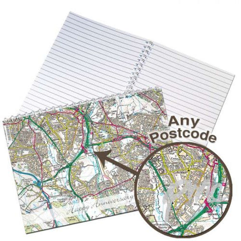 Personalised Present Day Map A5 Notebook
