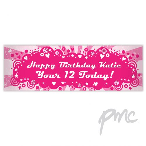 Personalised Retro Pink Banner