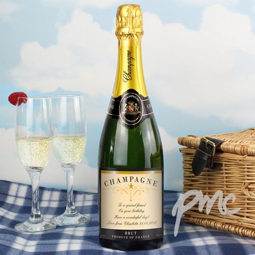 Personalised Any Message Classic Label Champagne Bottle with Box