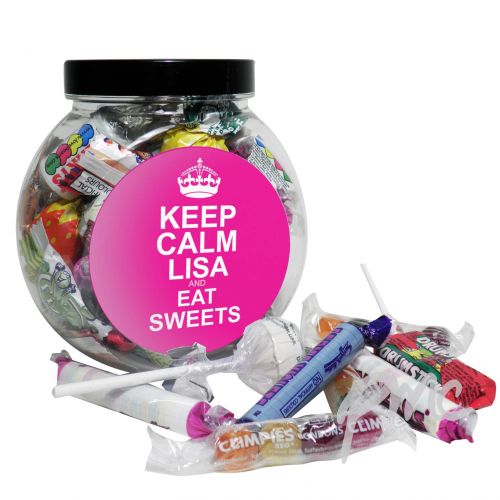 Personalised Pink Round Keep Calm Sweet Jar