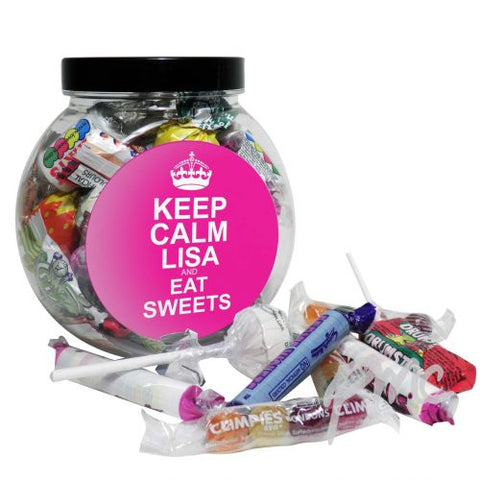 Personalised Pink Round Keep Calm Sweet Jar
