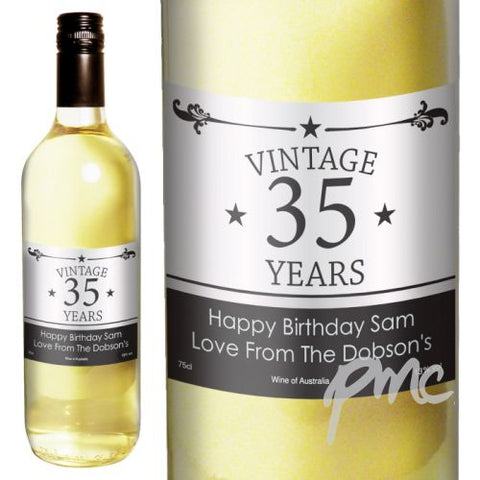 Personalised Vintage Numbers White Wine
