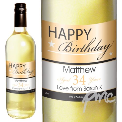 Personalised Happy Birthday White Wine