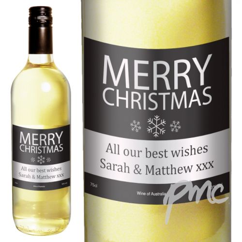 Personalised Merry Christmas White Wine