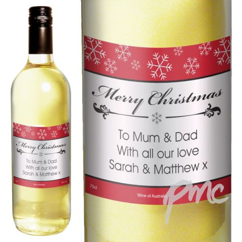 Personalised Snowflakes White Wine
