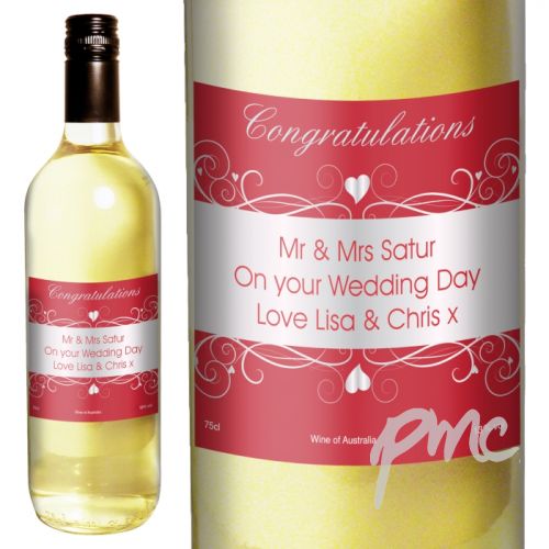 Personalised Heart Swirl White Wine