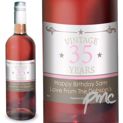 Personalised Vintage Numbers Rose Wine