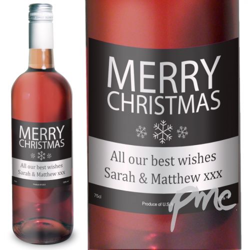 Personalised Merry Christmas Rose Wine