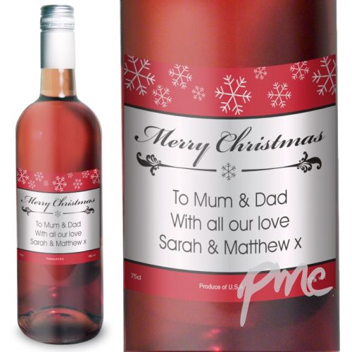 Personalised Snowflakes Rose Wine