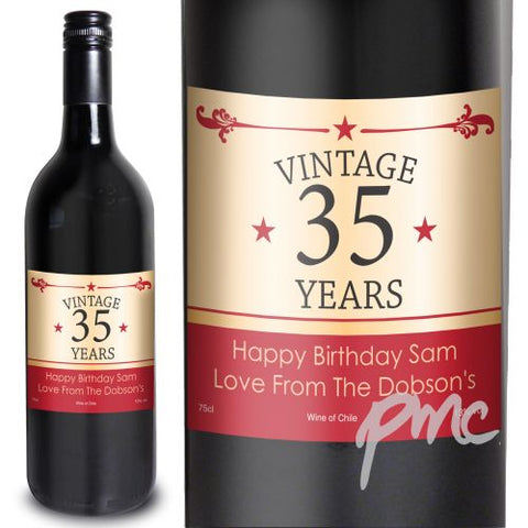 Personalised Vintage Numbers Red Wine