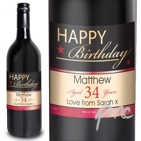 Personalised Happy Birthday Red Wine