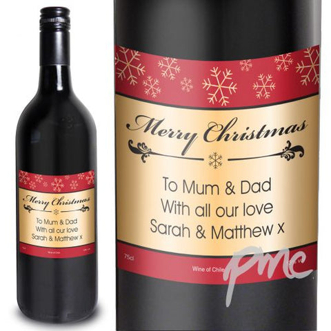 Personalised Snowflakes Red Wine