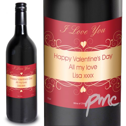 Personalised Heart Swirl Red Wine