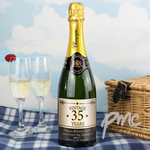 Personalised Vintage Numbers Champagne