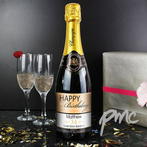 Personalised Happy Birthday Champagne