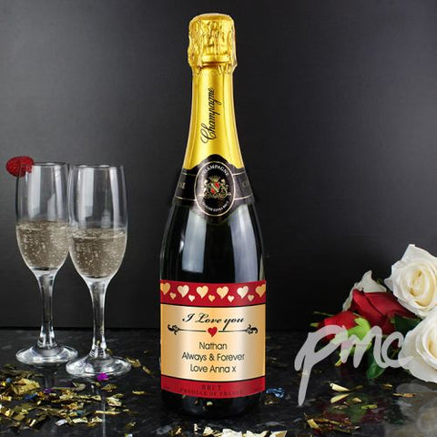 Personalised Hearts Champagne