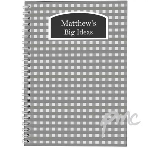 Personalised Grey Gingham A5 Notebook