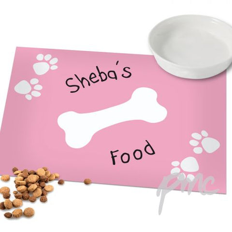 Personalised Pink Paw Print Dog Placemat