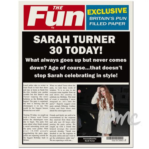 Personalised THE FUN Birthday Spoof Newspaper