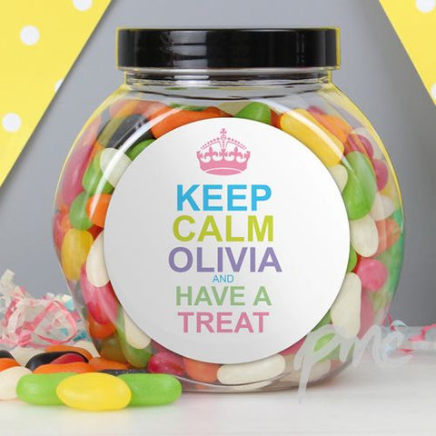 Personalised Keep Calm Jelly Beans Sweet Jar