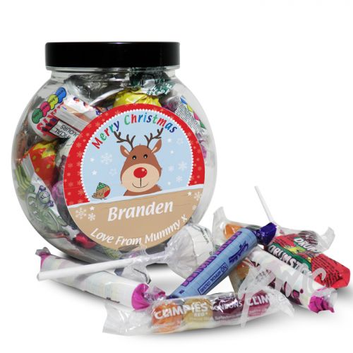 Personalised Rudolph Sweet Jar
