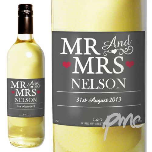 Personalised Mr & Mrs White Wine